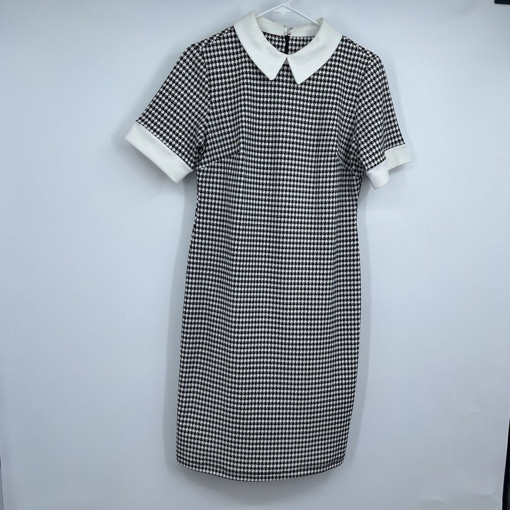 Shelby & Palmer Houndstooth Black White Dress 6 Preppy Rockabilly Classy Retro